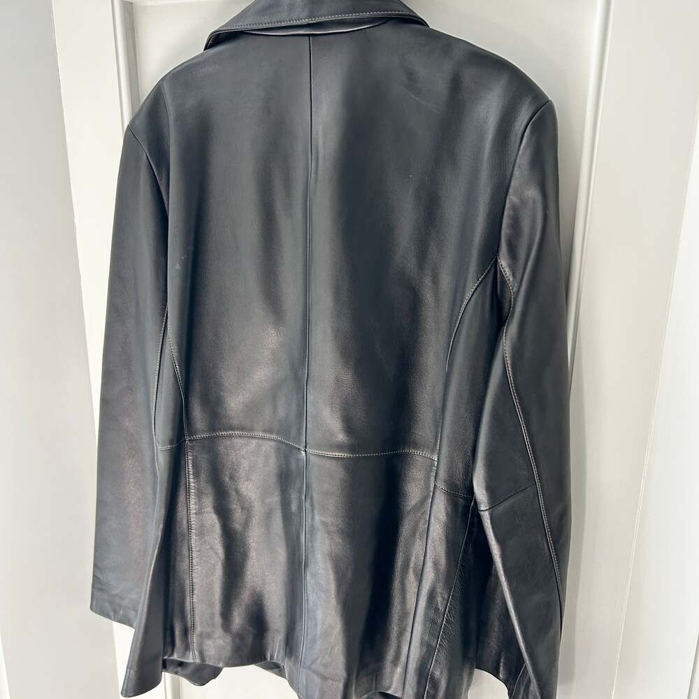 Ellen Tracy Black Leather Zip Jacket - Picture 4 of 7